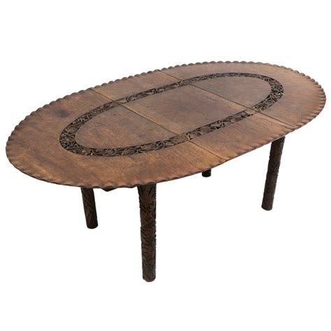 Oval Carved Wood North Indian Dining Table At 1stdibs