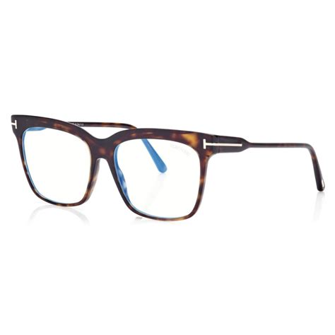 tom ford blue block square optical glasses dark havana ft5768 b