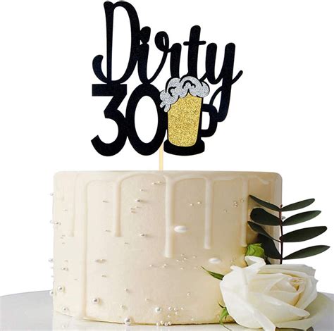 Buy Maicaiffe Black Glitter Dirty 30 Cake Topper Happy 30th Birthday