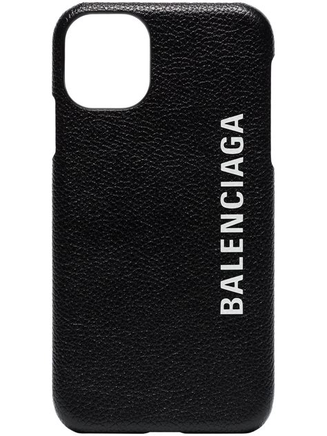 Balenciaga Logo Print Iphone 11 Leather Case Farfetch