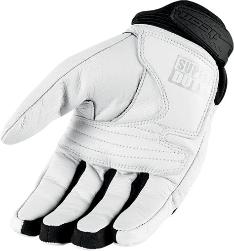 Mens Icon White Leather Super Duty 2 Motorcycle Riding Street Racing