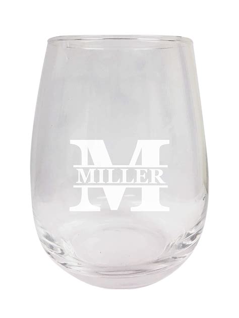 Circle Initial Monogram Oz Stemless Wine Glass W Custom Options One Barware Drink Barware