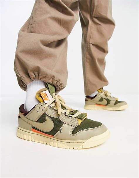 Nike Dunk Low Remastered Trainers In Olive And Orange Asos