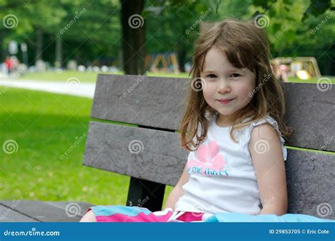 Cute Little Girl On A Bench Stock Image Image Of Little Park 29853705