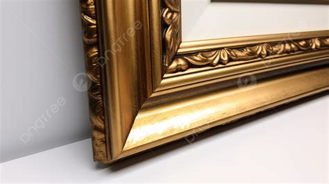Gold Colored Frame On A White Wall Background 24x36 Gold Picture Frame