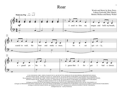 Roar Sheet Music Katy Perry Educational Piano
