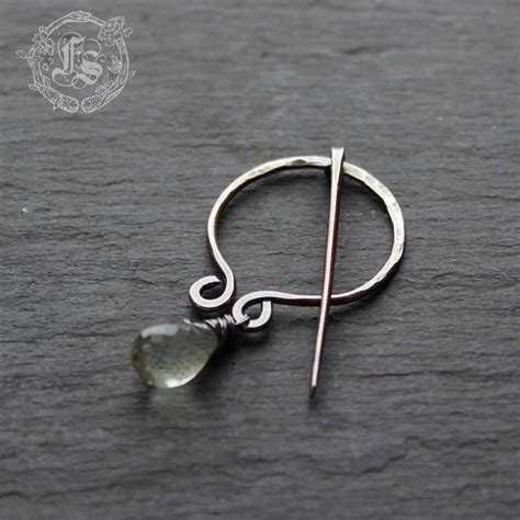 Shawl Pin Or Penannular Brooch In Sterling Silver With Green Etsy Uk