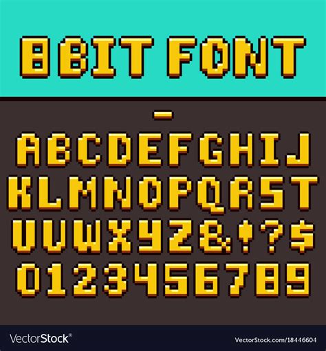 Pixel Video Game Fun Alphabet And Numbers 8 Bit Vector Image