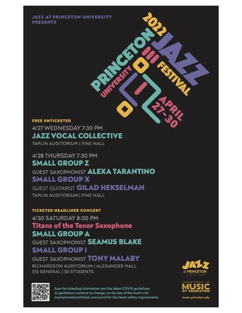 Princeton University Jazz Festival 2022 Wednesday Through Saturday