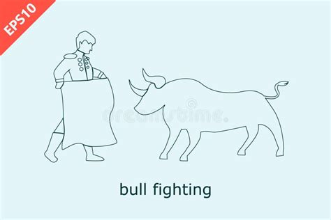 Vector Bullfighter Bull Fighting Concept Design Flat Isolated
