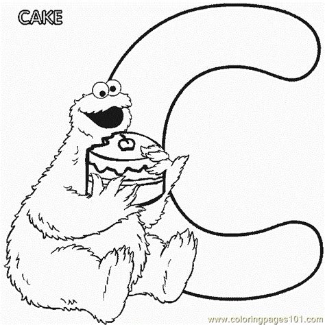 Abc Letter C Cake Sesame Street Cookie Coloring Pages 7 Com