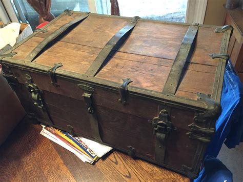 Antique James S Topham Civil War Era Trunk Chest Very Early 1829486673