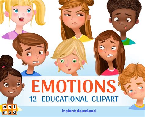 Kids Emotions Clip Art Kids Expressions For Teachers Diverse Kids