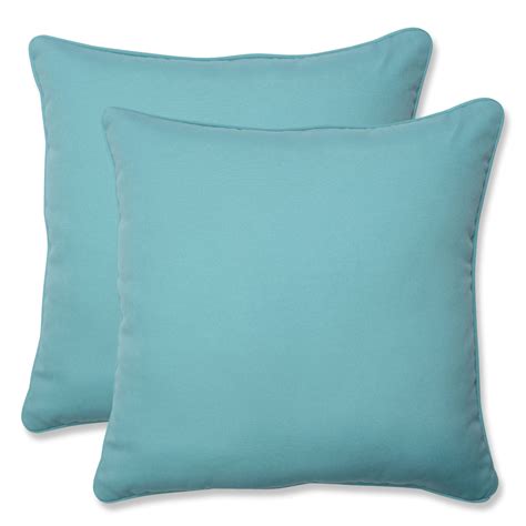 Set Of 2 Teal Blue Solid Uv Resistant Outdoor Patio Square Throw