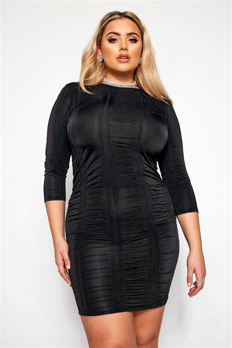 LIMITED COLLECTION Black Ruched Bodycon Dress Yours Clothing