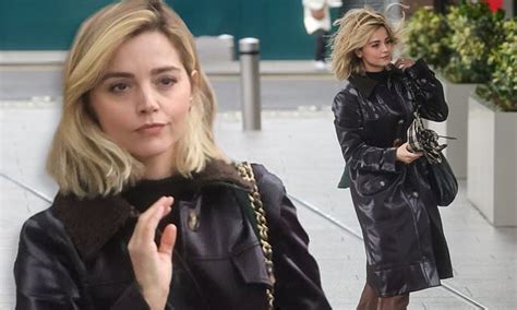 Jenna Coleman Continues To Show Off New Blonde Hair As She Wraps Up In