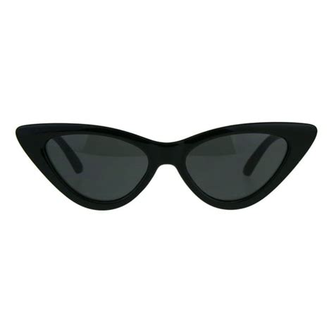 sa106 womens classic narrow cat eye gothic plastic sunglasses all black