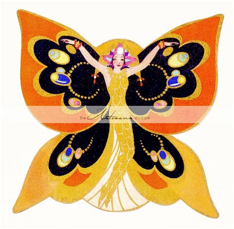 Fairy Art Deco Butterfly Fairies Faerie Vintage Antique Art Etsy