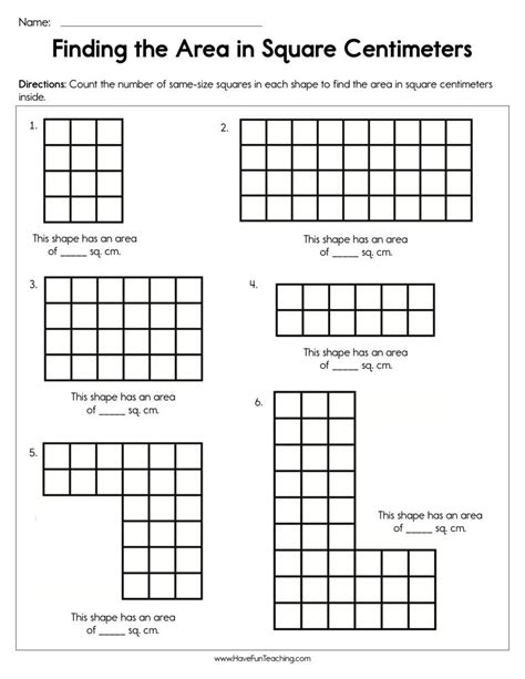 Finding The Area In Square Centimeters Worksheet By Teach Simple