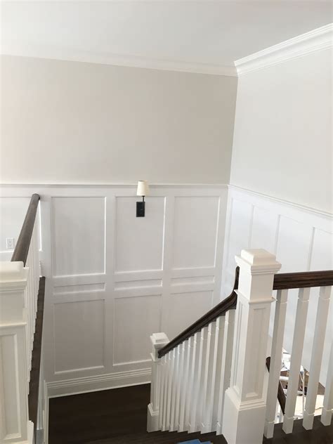Using ceiling paint on walls. Walls- Silver Satin (OC-26) Matte Finish Trim- White Dove ...