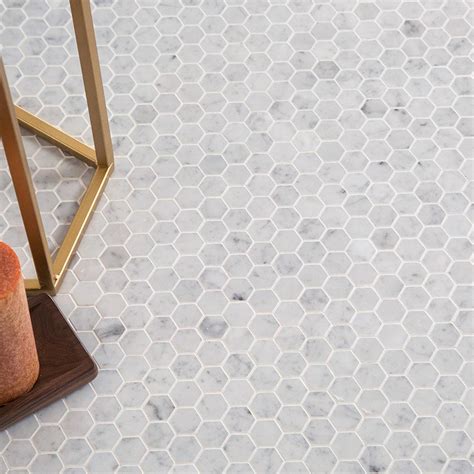 Carrara Honed 6 Hexagon Mosaic Tiles Portland Direct Tile And Marble