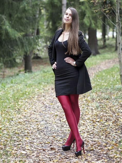 Red Uppsala In Autumn Mypantyhosegirl Colored Tights Outfit Fashion Tights Red Pantyhose