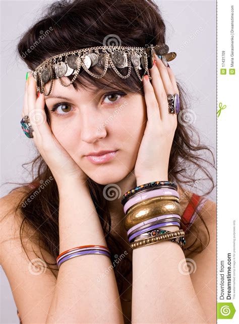 Brunette Lady With Bracelets Stock Image Image Of Bracelets