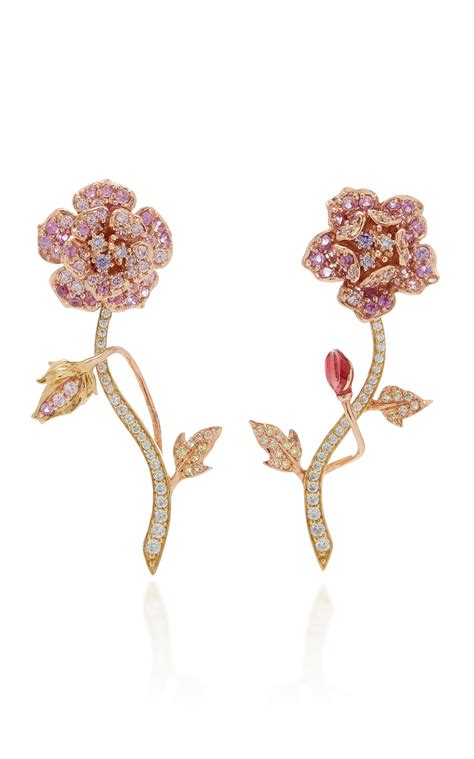 Geranium 18k Gold Vermeil Diamond Sapphire Earrings By Anabela Chan