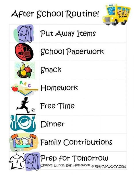 After School Chart After School Routine School Routines Chores For Kids