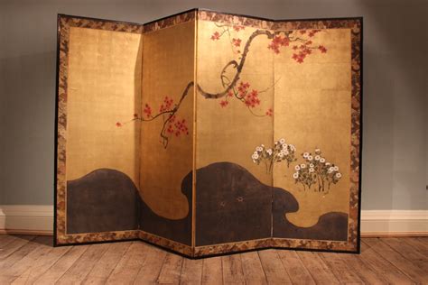 Wonderful 19th Century Japanese Folding Screen