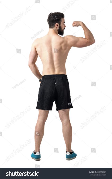 Rear View Young Fit Athlete Flexing Stock Photo Edit Now 447002023