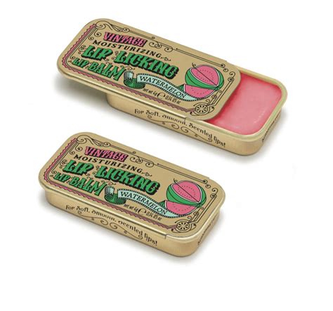 Watermelon Lip Licking Flavored Lip Balm Vintage Slider Tin Tinte