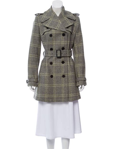 Burberry Double Breasted Plaid Wool Coat Clothing Bur113151 The