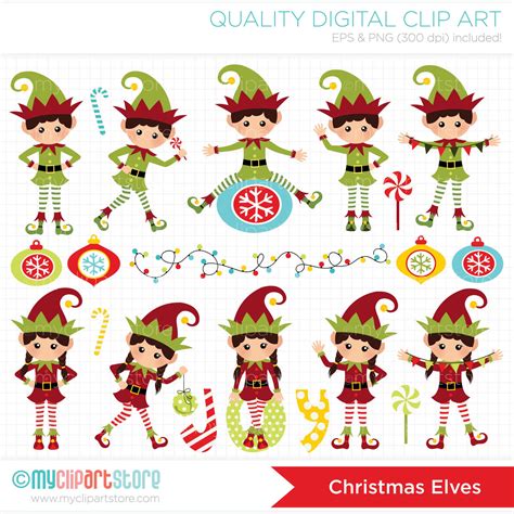 Try adobe stock for free. Santa's Christmas Elves Vector Clipart By MyClipArtStore ...