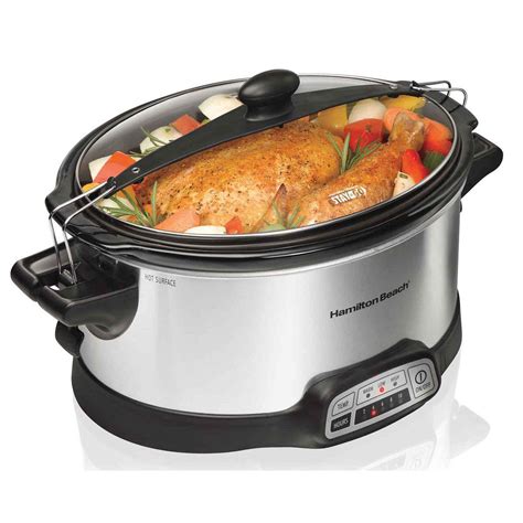 hamilton cooker slow beach crock pot quart go stay programmable qt cookers recipes lid oven amazon stainless steel cook qvc