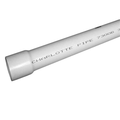 Charlotte Pipe 6 In X 10 Ft Pvc Dwv Sch 40 Belled End Pipe Pvc