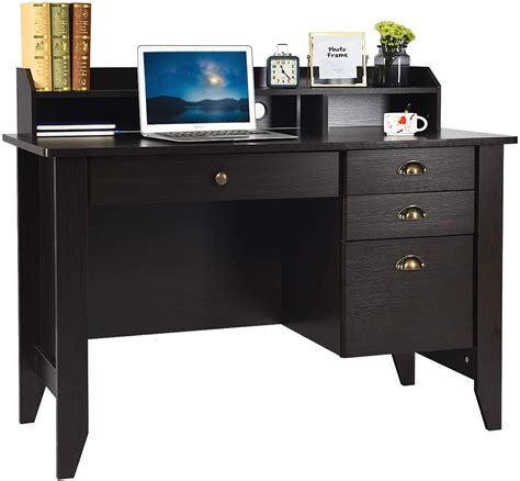 Modern Farmhouse Computer Desk With Drawers Wood Home Office Desk With
