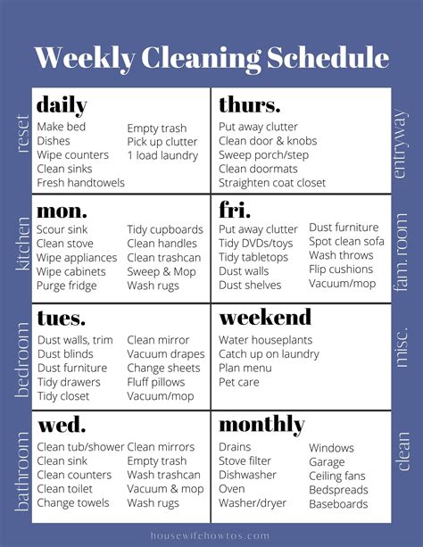 Simple Printable Weekly Cleaning Schedule World Of Modern Mom Gambaran
