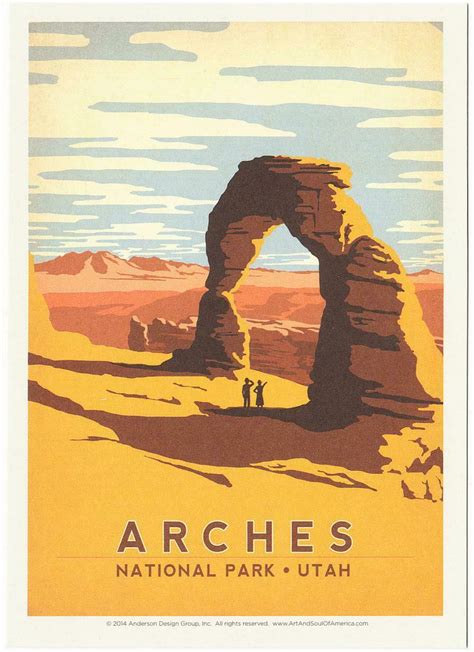 Postcard Of Arches National Park Utah Travel Poster Style Postcard