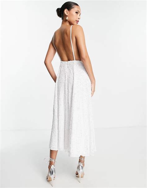 Asos Edition Eva Embellished Cami Midi Wedding Dress Best Backless