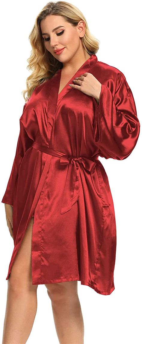 Womens Plus Size Silky Robes Plus Size Satin Robes Bridesmaid Robes