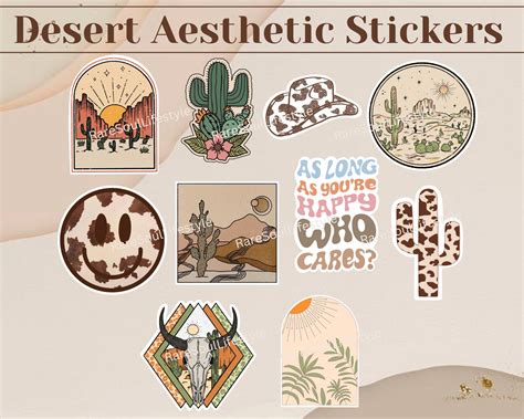 Desert Aesthetic Stickers Vsco Stickers Svg Cactus Stickers Boho Cute Stickers Aesthetic Boho
