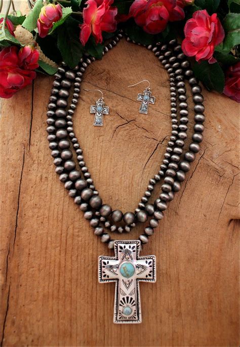 Pewter Navajo Style Beads Silver Cross Western Cowgirl Etsy Cross