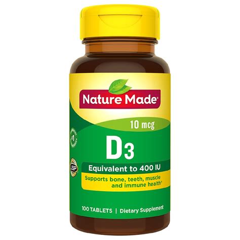 Nature Made Vitamin D3 400 Iu Dietary Supplement Tablets Walgreens