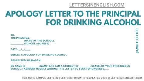 Apology Letter To The Principal For Drinking Alcohol Sample Letter To