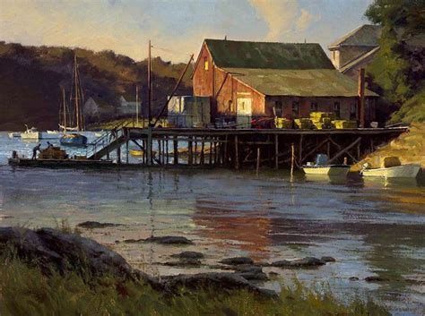 Donald Demers Last Light Cosy Harbor 12x16 Oil Traditional