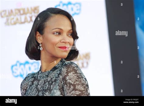 Zoe Saldana At Marvels World Premiere Of Guardians Of The Galaxy Held At Dolby Theatre In