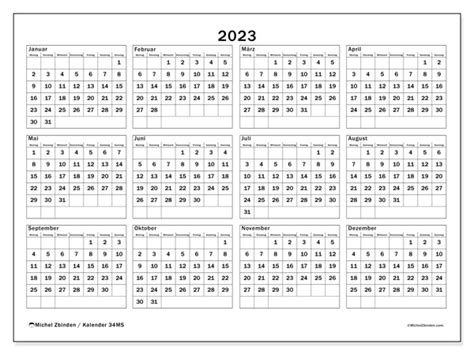 Kalender 2023 Zum Ausdrucken “34ms” Michel Zbinden De