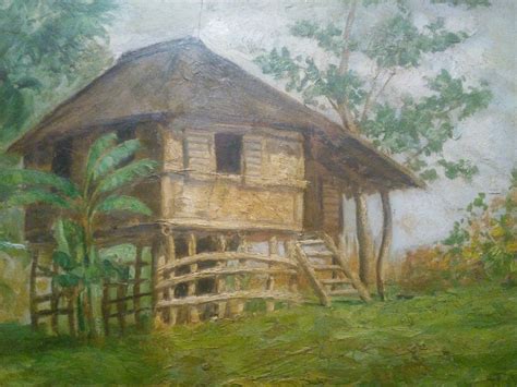Rural Scene Bahay Kubo By Cesar Buenaventura Filipino Art