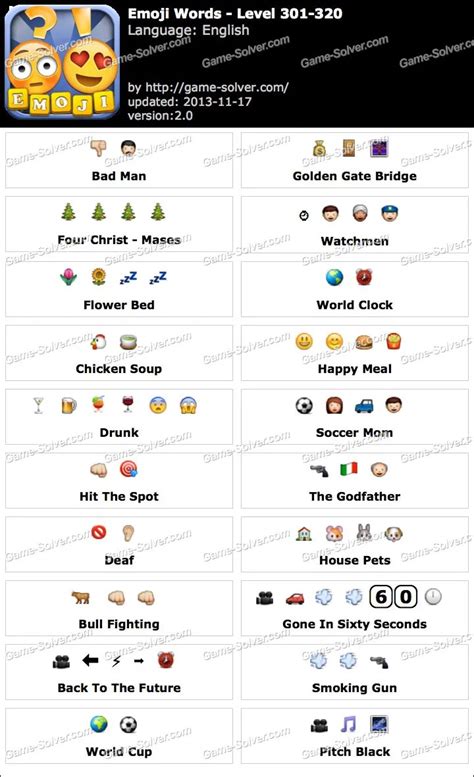 Emoji Words Level 301-320 • Game Solver